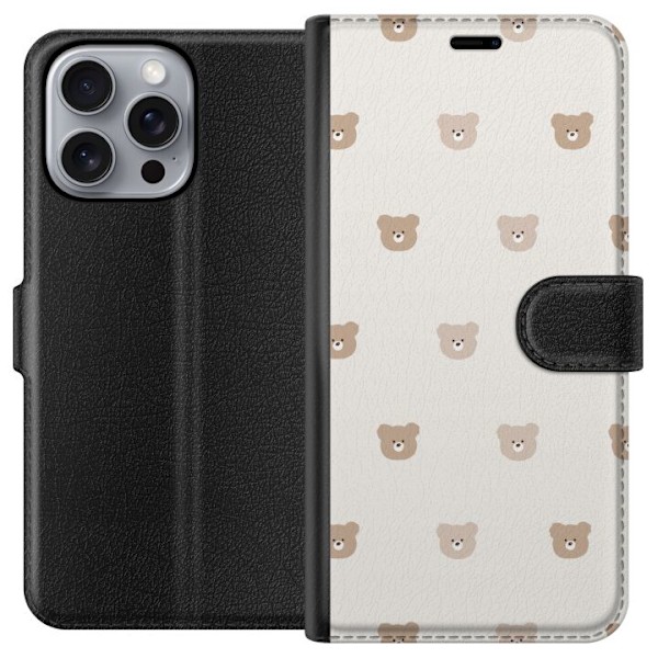 Apple iPhone 16 Pro Max Lommeboketui Teddybakgrunn - søte ted