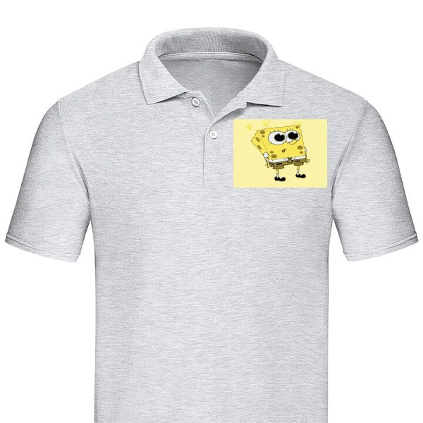 Poloshirt til Voksen | Elegant Poloshirt SvampBob Firkant Grå Stor