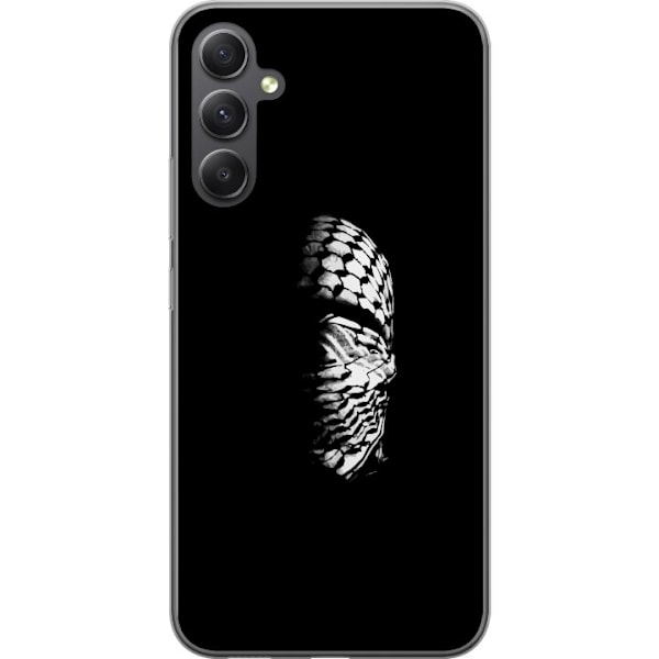 Samsung Galaxy A15 5G Genomskinligt Skal Keffiyeh-mönster – klassisk svartvit palestinasjal med kulturell tyngd
