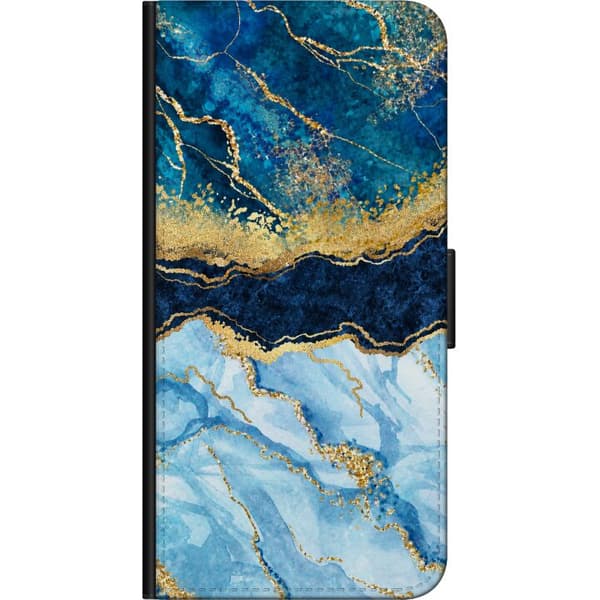 Kompatibelt Plånboksfodral till Huawei P40 lite Blå marmorgrafik blå