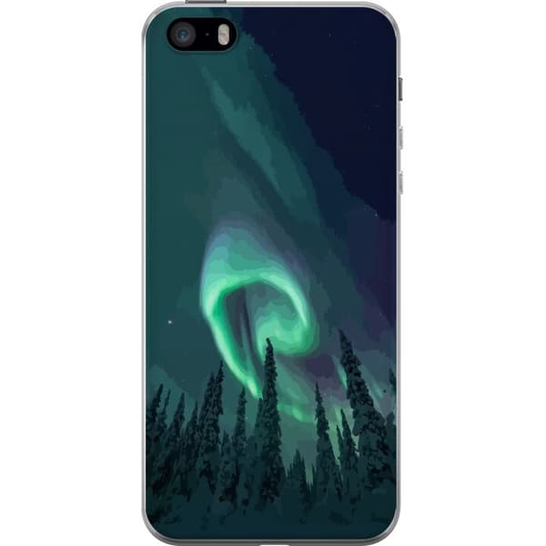 Kompatibelt Mobilskal till Apple iPhone 5s Norrsken över vinterlandskap grön