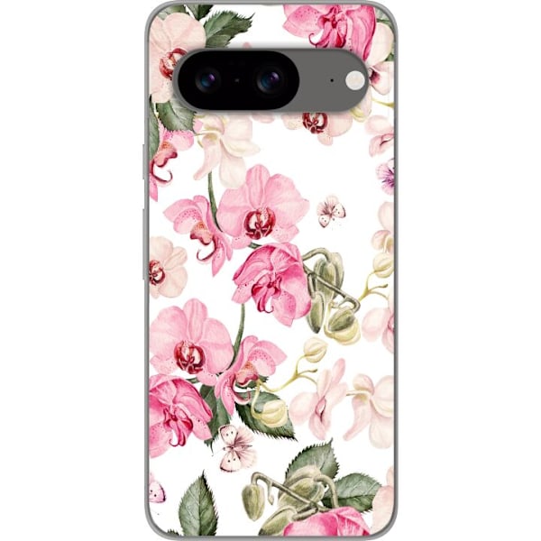 Google Pixel 8 Gennemsigtig cover Rosa blomster