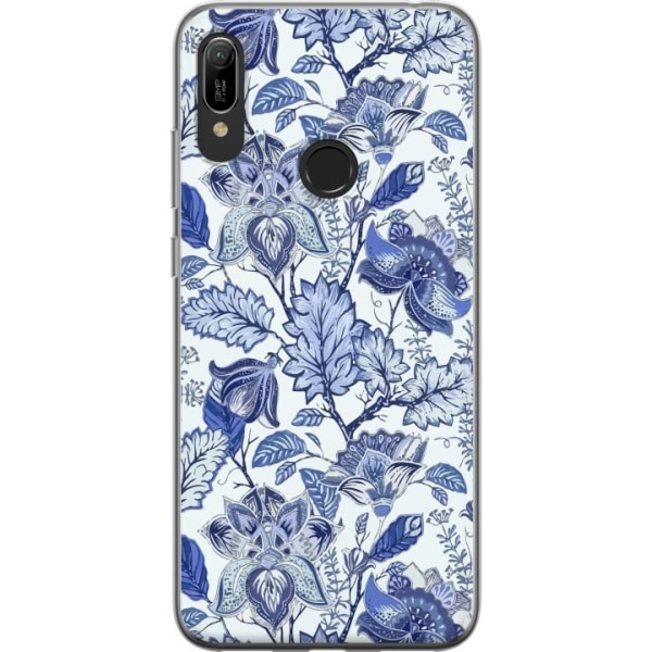 Huawei Y6 (2019) Gennemsigtig cover Blomster Blå...