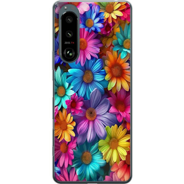 Sony Xperia 5 III Genomskinligt Skal Gerbera Blommor Färgglad Dekor Blommotiv Populärt Heminredning Färg Rik Väggkonst Design