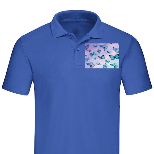 Poloshirt til Voksen | Elegant Poloshirt Sommerfugle Blå X-Large