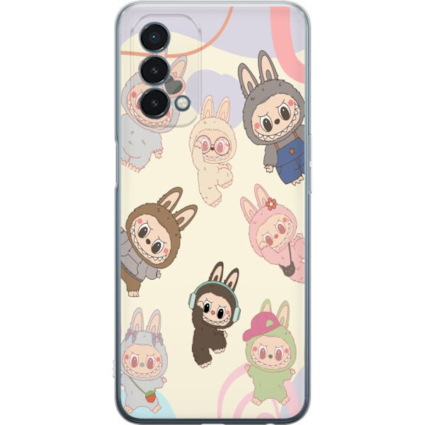 OnePlus Nord N200 5G Genomskinligt Skal Labubu Pop Mart Kollektion Motiv Figur Samling Design Populärt Art Toy Pop Mart Kreativ Grafiskt