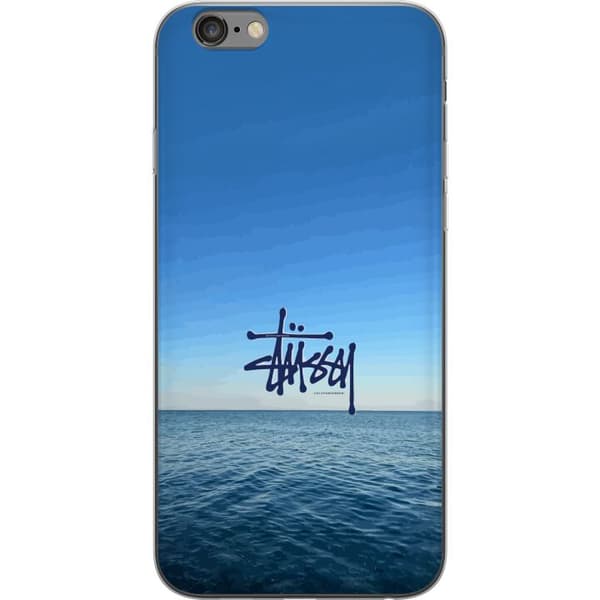 Kompatibelt Mobildeksel til Apple iPhone 6s Plus Havspanorama med blå himmel og stilig surf-inspirert logo blå
