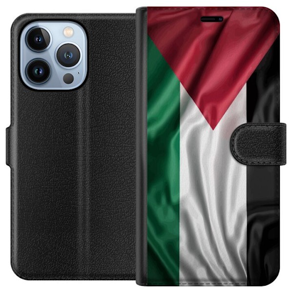 Apple iPhone 13 Pro Tegnebogsetui Palestinaflaget – ikonisk frihedssymbol i rød, sort, hvid og grøn