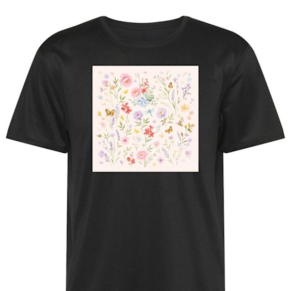 Tränings-T-shirt | Sport-T-shirt för Vuxen Blommor svart 5X-Large