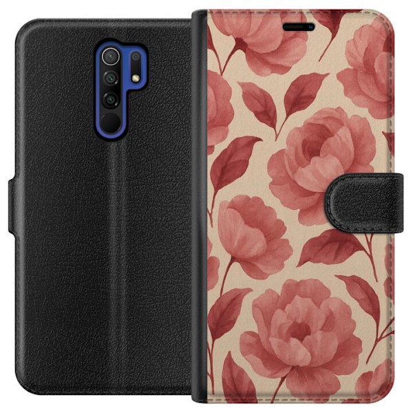 Xiaomi Redmi 9 Lompakkokotelo Ruusun Kukinta