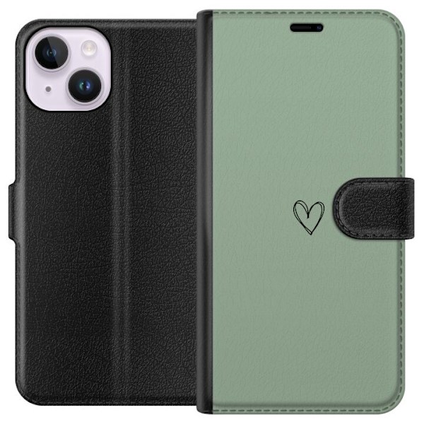 Kompatibel Tegnebogsetui til Apple iPhone 15 Hjerte
