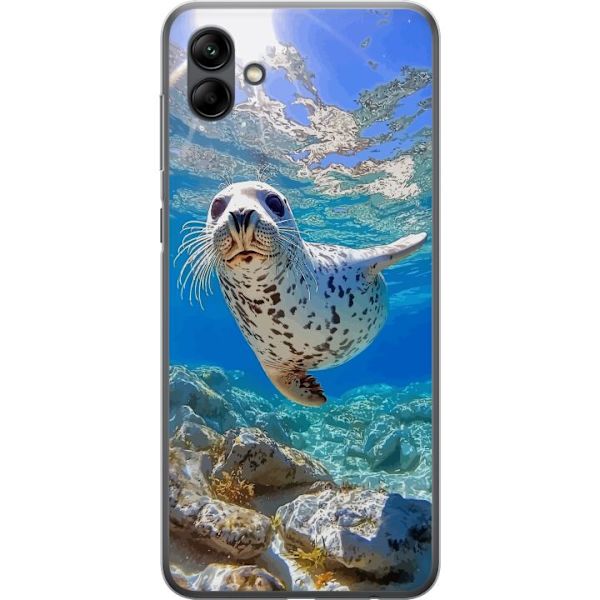 Samsung Galaxy A05 Genomskinligt Skal Säl Hav Simmande Djurmotiv Natur Vattenmotiv Blå Design Marint Tema Populärt Motiv Djurliv