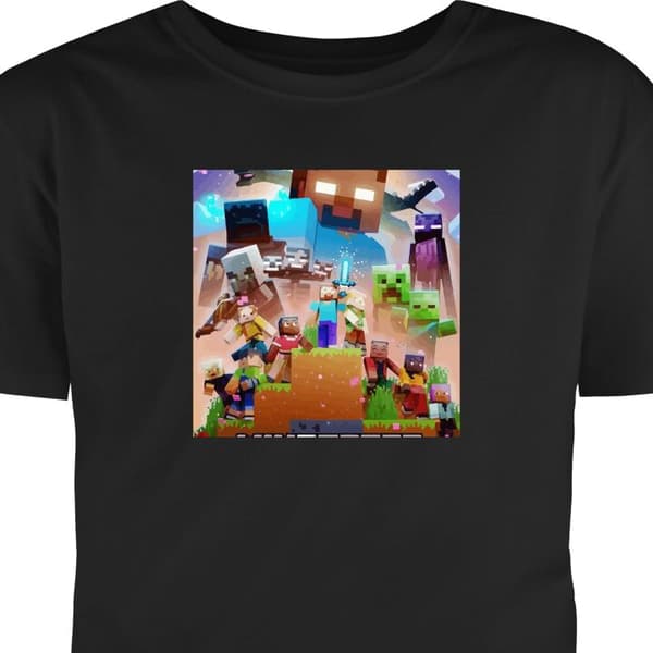 T-shirt til Voksen Sort Medium Minecraft sort M