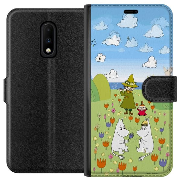 Kompatibel Tegnebogsetui til OnePlus 7 Mumin i blomsteräng grøn