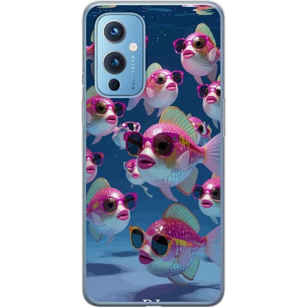 Kompatibelt Mobildeksel til OnePlus 9 Fiskar med solglasögon blå