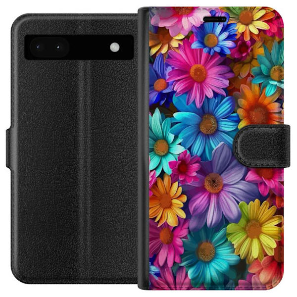 Google Pixel 6a Plånboksfodral Gerbera Blommor Färgglad Dekor Blommotiv Populärt Heminredning Färg Rik Väggkonst Design