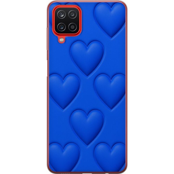 Samsung Galaxy A12 Gennemsigtig cover Blå Hjerter