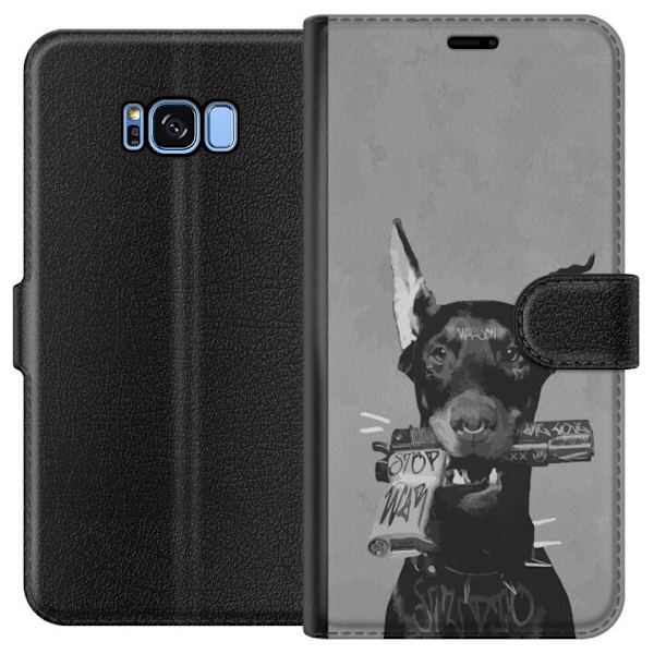 Samsung Galaxy S8 Tegnebogsetui Grå Hund Grafisk Design Sejt Dyremotiv Gadekunst Urban Trend Hundeejer Stil Populært Motiv