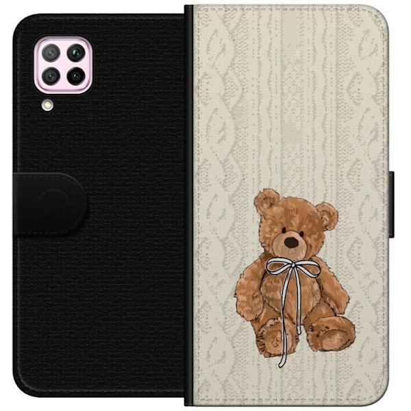 Huawei P40 lite Plånboksfodral Liten Nalle – klassisk nalle i enkel design