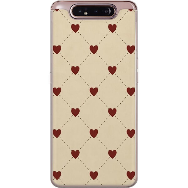 Samsung Galaxy A80 Genomskinligt Skal Heart Grid