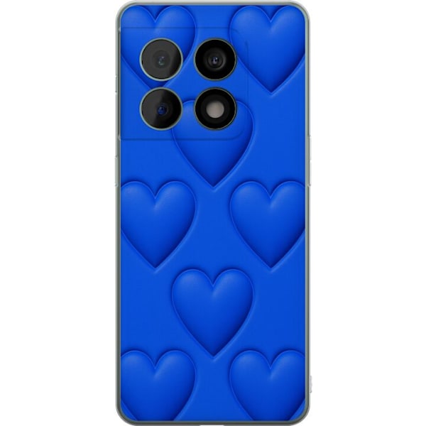OnePlus 10 Pro Läpinäkyvä kuori Siniset Sydämet