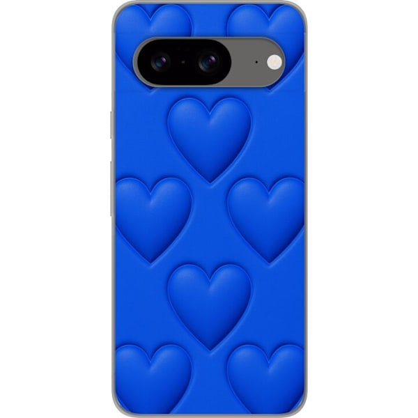 Google Pixel 8 Läpinäkyvä kuori Siniset Sydämet