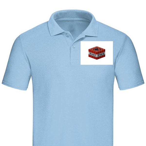 Poloshirt til Voksen | Elegant Poloshirt Minecraft TNT Lyseblå Lille