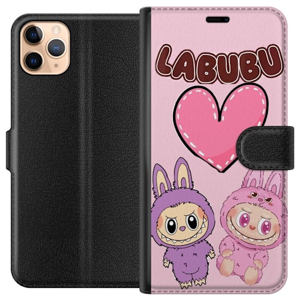 Apple iPhone 11 Pro Max Lompakkokotelo Labubu Pink Monster
