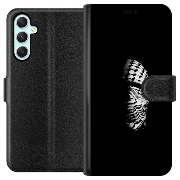Samsung Galaxy A34 Plånboksfodral Keffiyeh-mönster – klassisk svartvit palestinasjal med kulturell tyngd