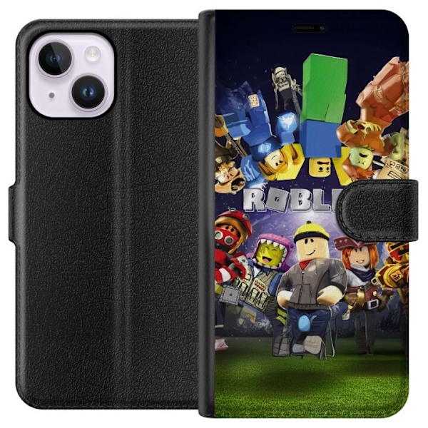 Apple iPhone 15 Plus Tegnebogsetui Roblox Verden - Gaming Eventyr for Børn og Unge