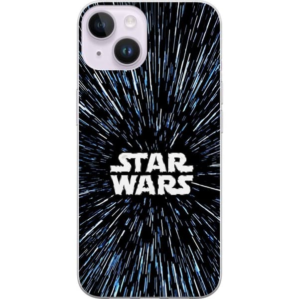 Kompatibel Mobilcover til Apple iPhone 15 Plus Star Wars-logo med hyperspace-stjerner i ikonisk sci-fi-design sort