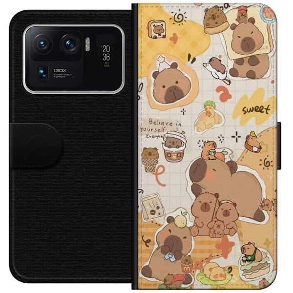 Xiaomi Mi 11 Ultra Tegnebogsetui Kawaii capybara mobilskal med gulliga djurmotiv