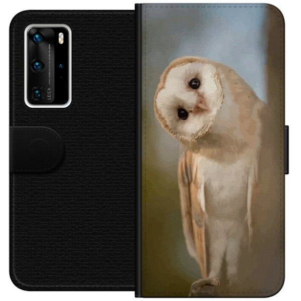 Huawei P40 Pro Tegnebogsetui Ugle Nysgerrig Blik Fuglemotiv Skov Natur Grafisk Design Populært Motiv Dyr Tema Dekoration