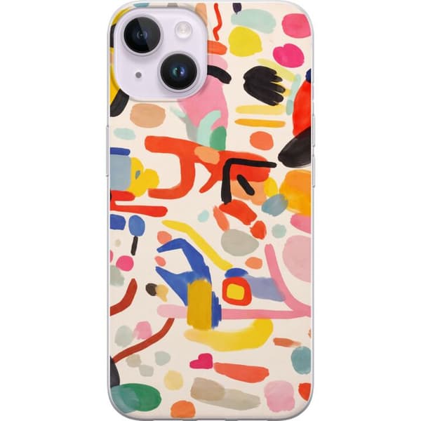 Kompatibelt Mobildeksel til Apple iPhone 14 Lekende fargeeksplosjon i moderne abstrakt stil