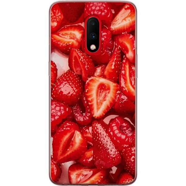 OnePlus 7 Läpinäkyvä kuori Mansikkakuviointi - makea motiivi kesäfiiliksellä