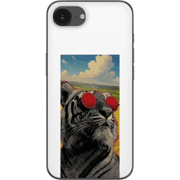 Kompatibelt Mobildeksel til Apple iPhone 17e Cool tiger med røde solbriller i popkunststil grå
