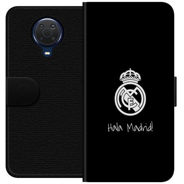 Nokia G20 Lompakkokotelo Real Madrid Emblem Jalkapallo Ylpeys Valkoinen Kulta Seuramerkki Mestarit La Liga Fanit Ikoninen Urheilu