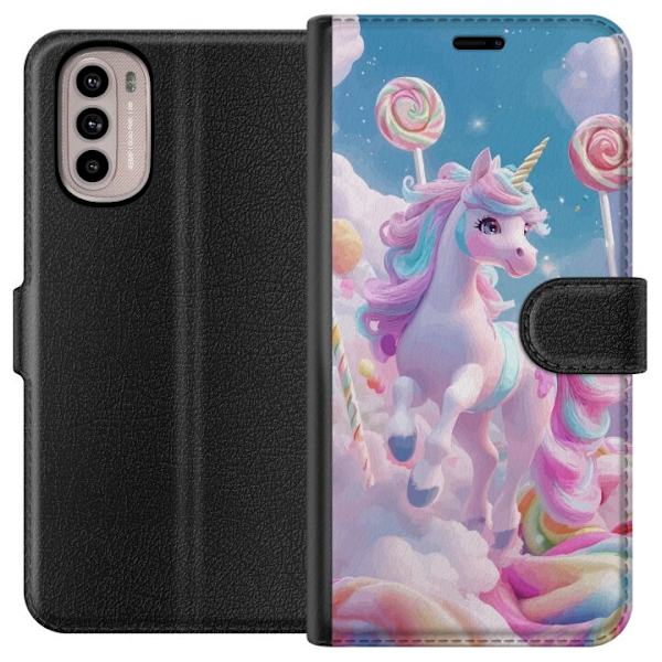 Motorola Moto G41 Lompakkokotelo Yksisarvinen Candy Pastel Kawaii Suunnittelu Söpö Suosittu Väri Graafinen Trendi Lapsen Teema Fantasia Taide