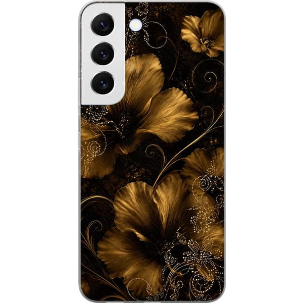 Kompatibelt Mobildeksel til Samsung Galaxy S22 5G Gylden Noir-blomstring svart