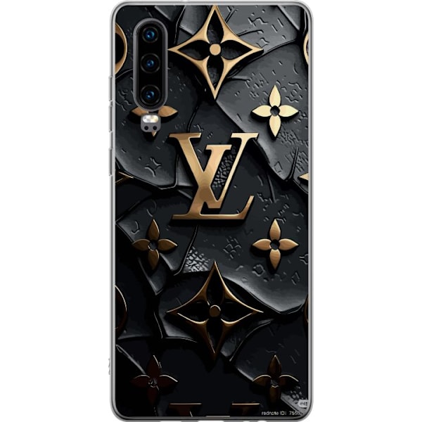 Huawei P30 Gennemsigtig cover Louis Vuitton Mørk Tilstand Design Sort Luksus Stil Mode Populær Grafisk Mønster Modeikon Luksusmærke