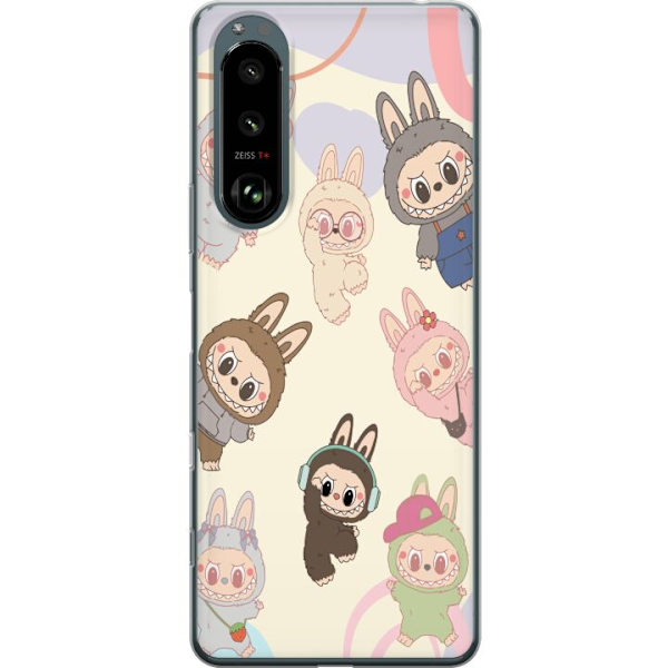Sony Xperia 5 III Genomskinligt Skal Labubu Pop Mart Kollektion Motiv Figur Samling Design Populärt Art Toy Pop Mart Kreativ Grafiskt