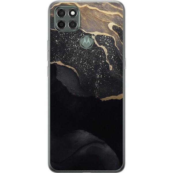 Motorola Moto G9 Power Läpinäkyvä kuori Musta kulta abstrakti