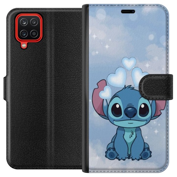 Samsung Galaxy A12 Lompakkokotelo Stitch Hyppäävä Ilo - Hau