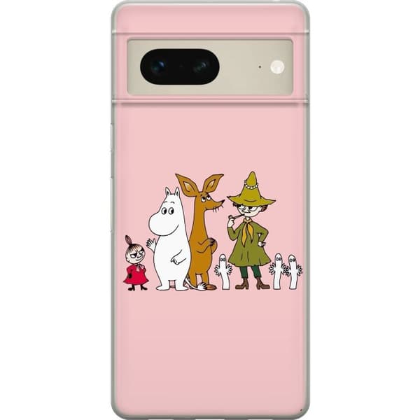 Kompatibelt Mobildeksel til Google Pixel 7 Flere figurer sammen på rosa bakgrunn
