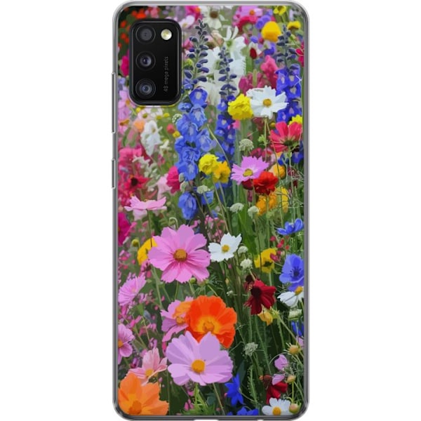Samsung Galaxy A41 Gennemsigtig cover Blomstret mobilcover med sommerlig eng og naturmotiv