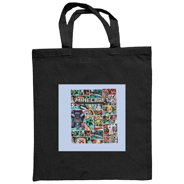 Mulepose | Holdbar Indkøbstaske i Stof Minecraft Kunst Sort one size
