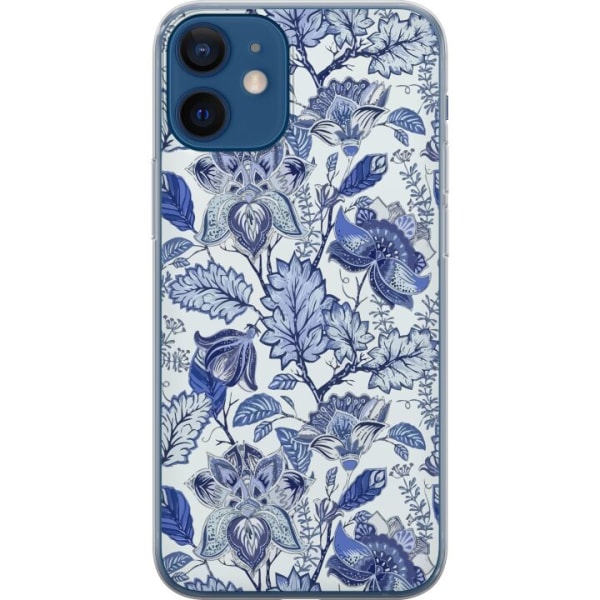Apple iPhone 12 mini Gennemsigtig cover Blomster Blå...