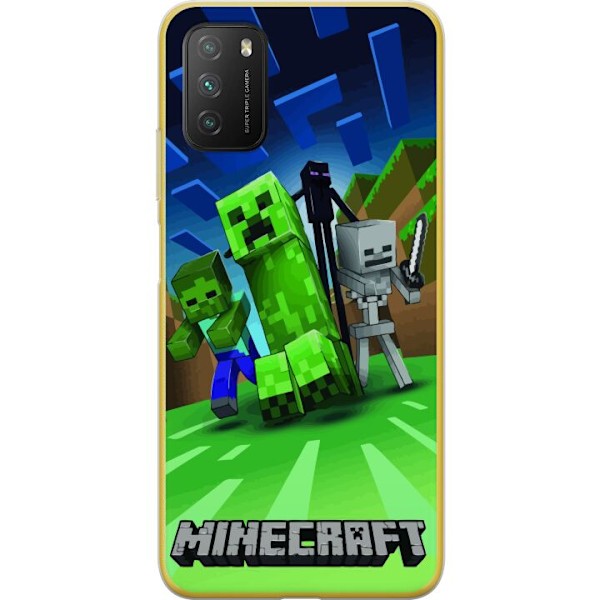 Xiaomi Poco M3  Läpinäkyvä kuori Minecraft Creeper mobilskal i klassisk grön pixelstil