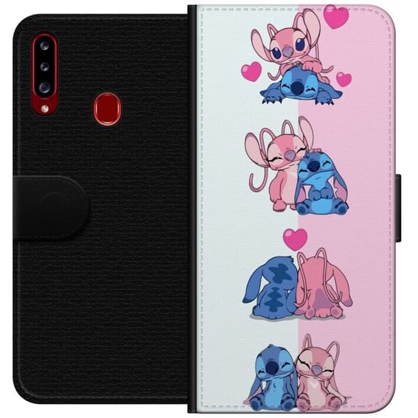 Kompatibelt Plånboksfodral till Samsung Galaxy A20s Lilo & Stitch