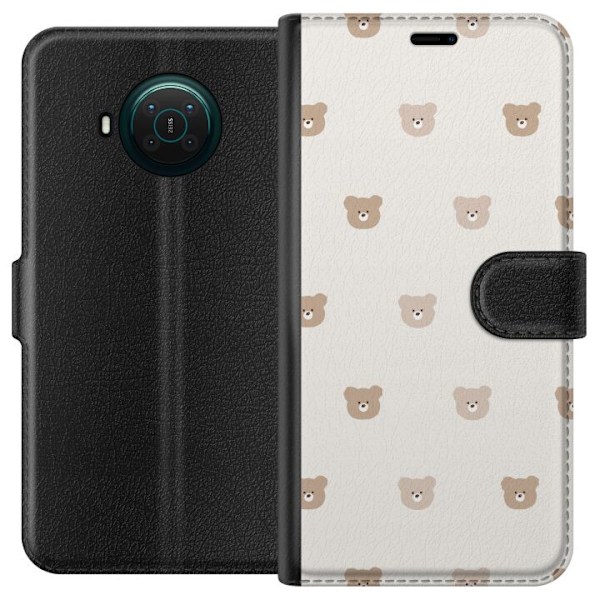 Nokia X10 Tegnebogsetui Teddybaggrund - søde teddybjørne mod en blød baggrund